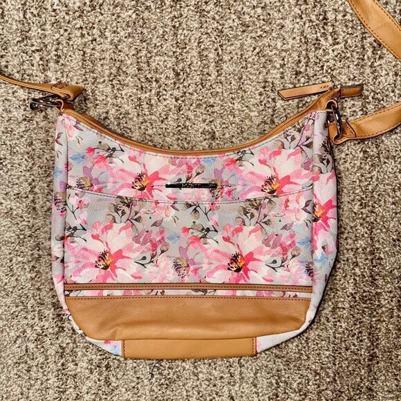 Rosetti Women's Pink Brown Floral Design Leather Handbang - Picture 7 of 10